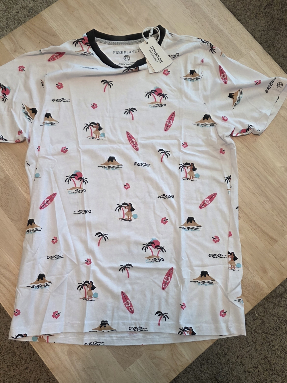 Free Planet White Surf & Palm Island Graphic Tee